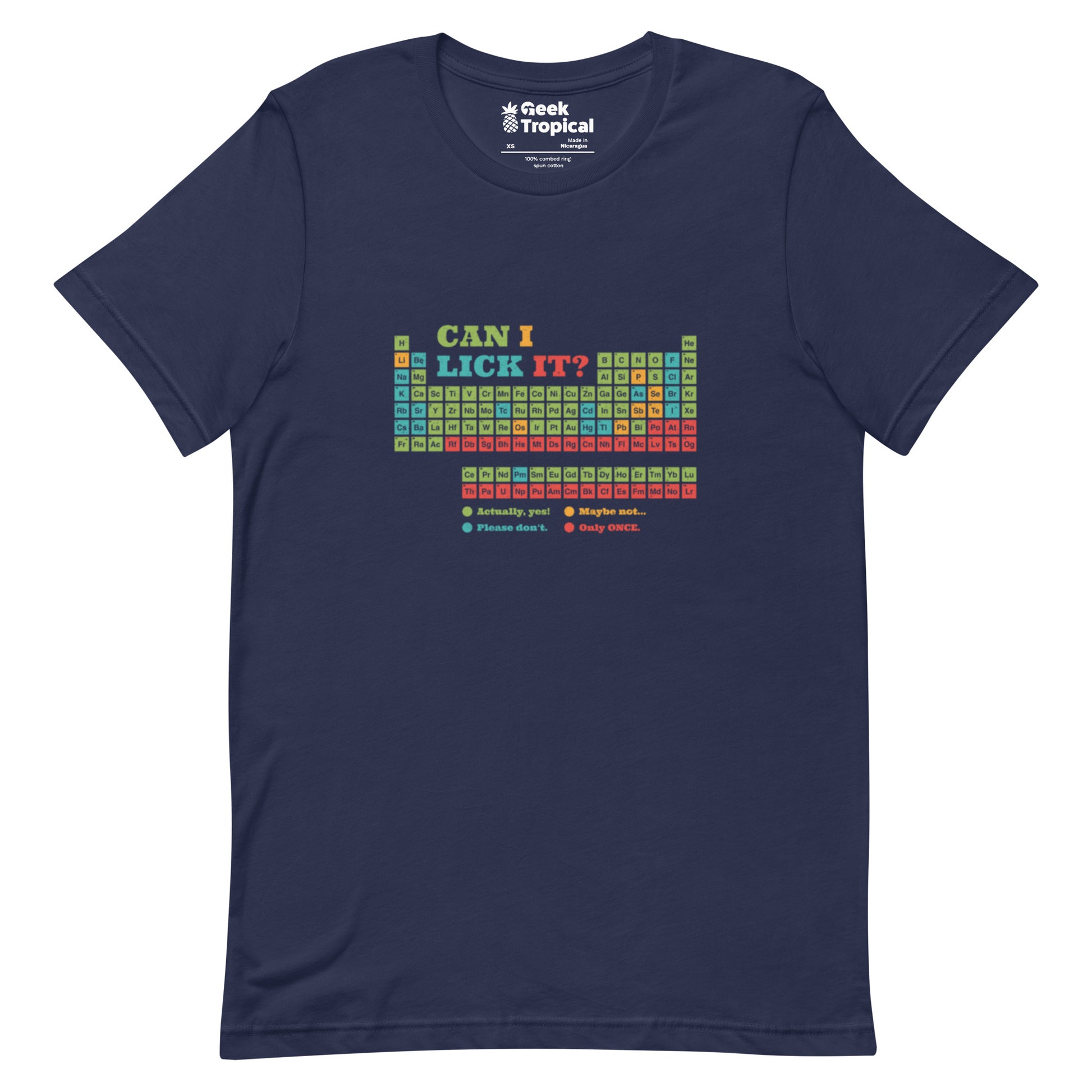 Can I Lick It Periodic Table T-Shirt Geek Nerd Design by Tobe Fonseca FLOW DESC WRITING Funny Prints
