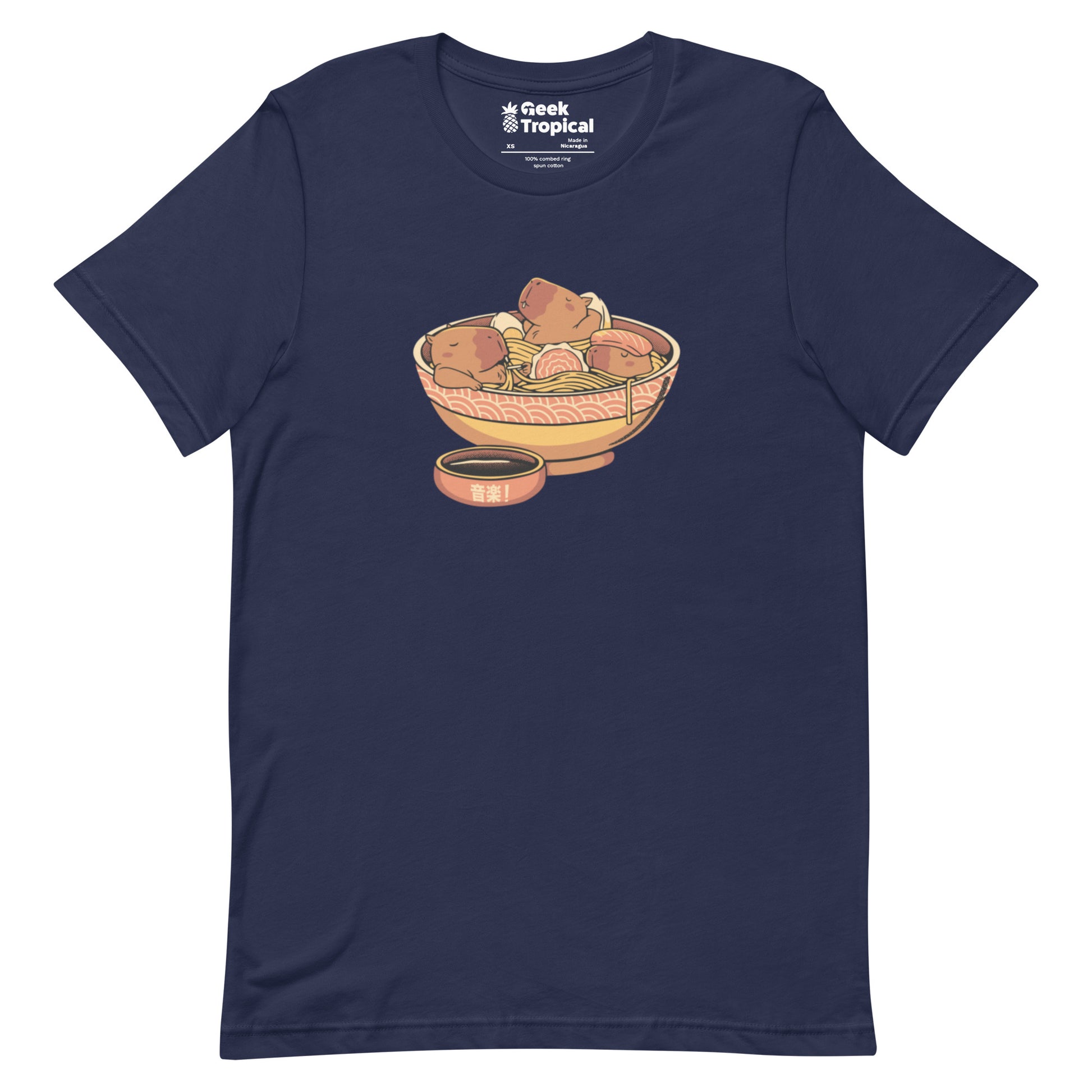 Capybara Cute Ramen T-Shirt Geek Nerd Animal Patterns Design by Tobe Fonseca FLOW DESC WRITING