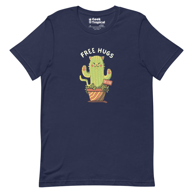 Cat - ctus Free Hugs T-Shirt Geek Nerd Animal Patterns Botany Print Design by Tobe Fonseca
