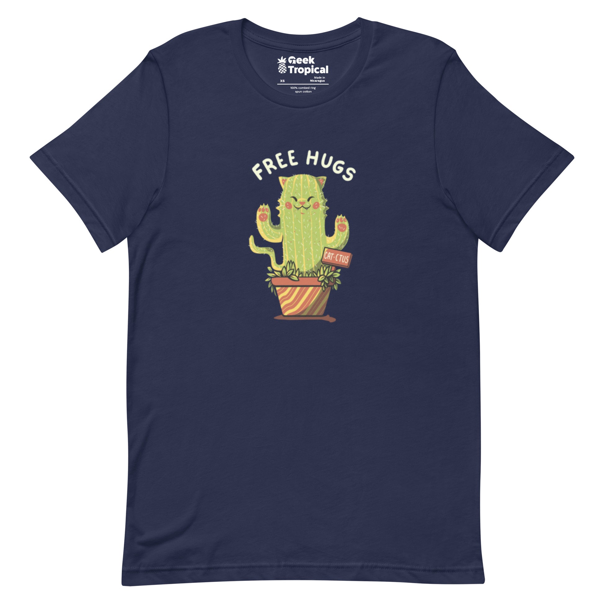 Cat - ctus Free Hugs T-Shirt Geek Nerd Animal Patterns Botany Print Design by Tobe Fonseca