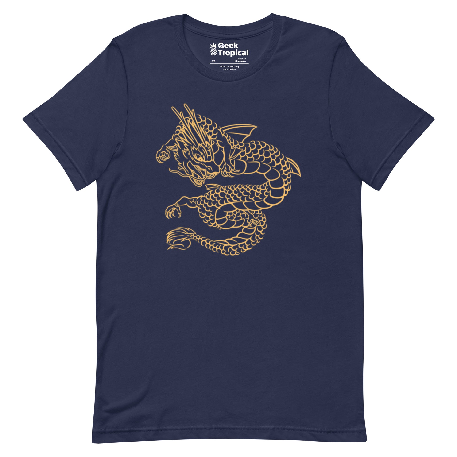 Chinese Golden Dragon T-Shirt Geek Nerd Design by Tobe Fonseca Fantasy Prints FLOW DESC WRITING