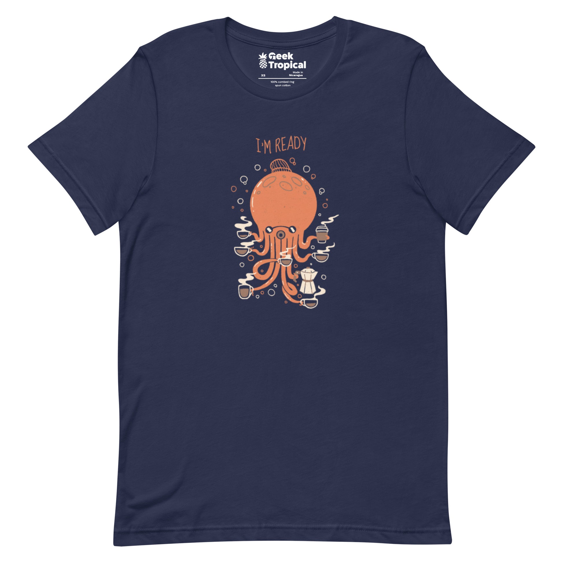 Octopus 8 Coffees Ready T-Shirt Geek Nerd Animal Patterns Design by Tobe Fonseca FLOW DESC WRITING