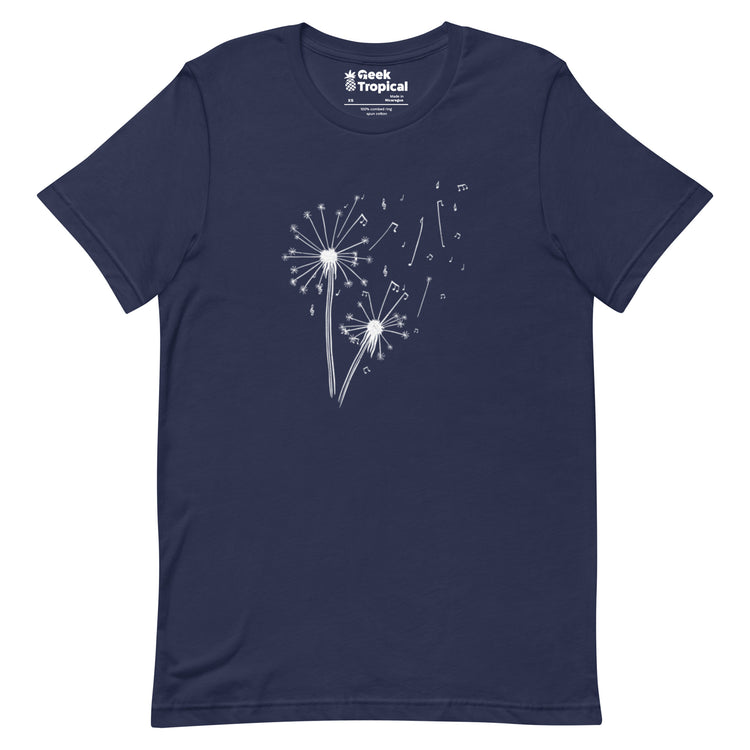 Dandelion Musical Notes T-Shirt Geek Nerd Botany Print Design by Tobe Fonseca FLOW DESC WRITING