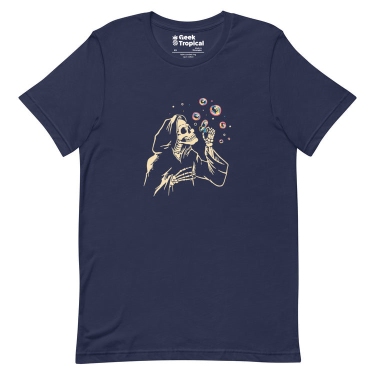 Death Blowing Bubbles T-Shirt Geek Nerd Design by Tobe Fonseca Fantasy Prints FLOW DESC WRITING