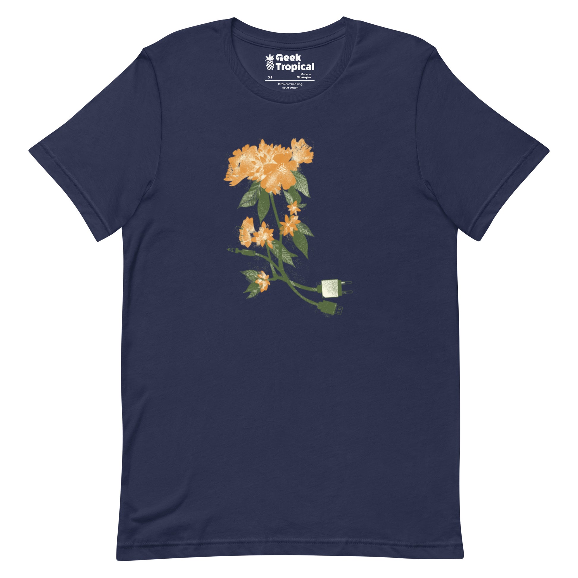 Digital Flower T-Shirt Geek Nerd Botany Print Design by Tobe Fonseca FLOW DESC WRITING