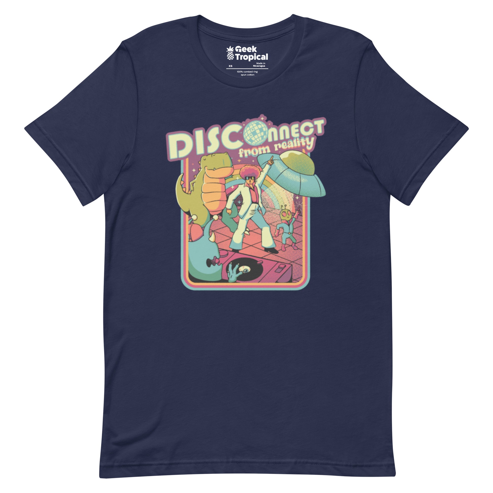 Disco - nnected From Reality T-Shirt Geek Nerd Design by Tobe Fonseca dinosaur print FLOW DESC WRITING