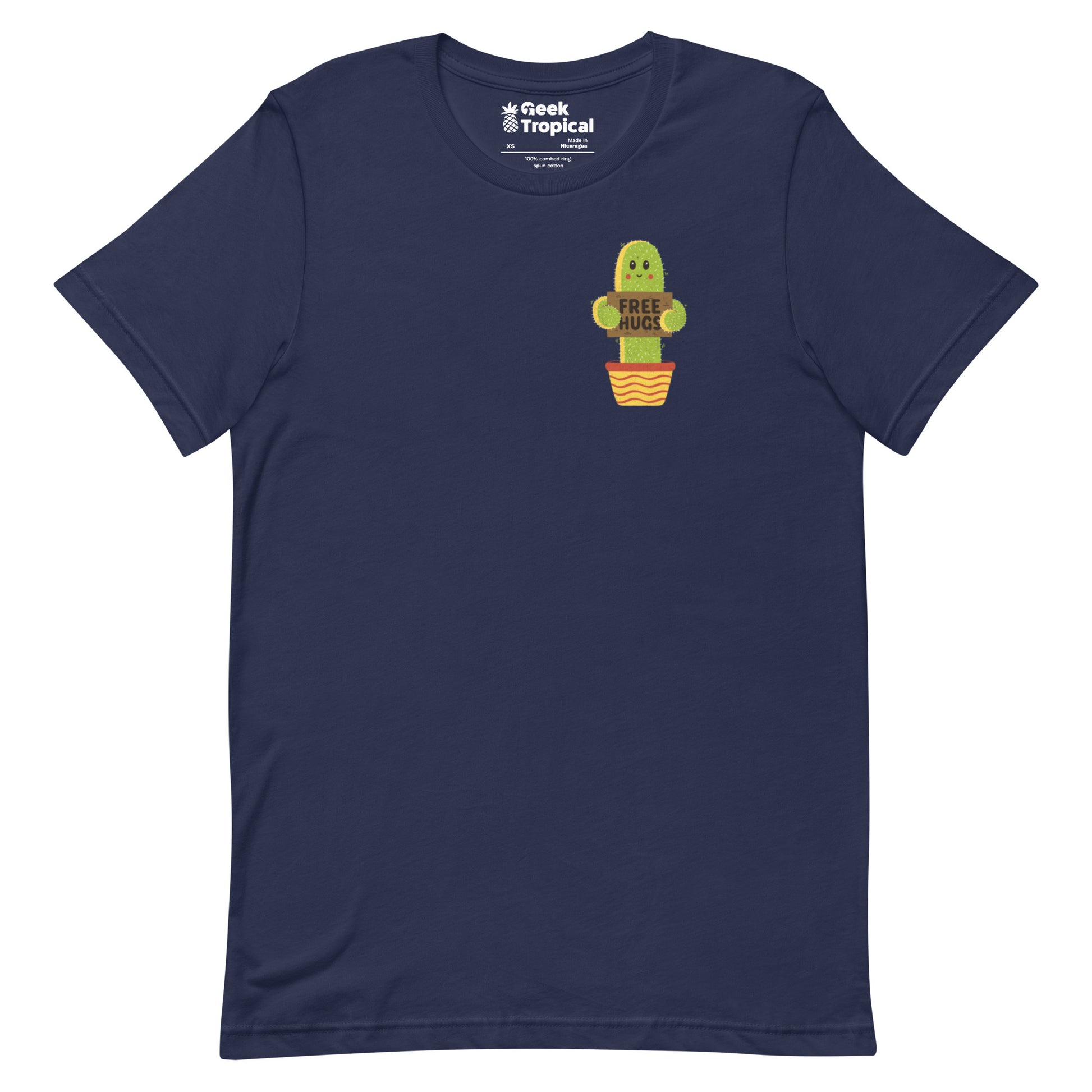 Free Hugs Cactus T-Shirt Geek Nerd All Adult Button Up Shirts Botany Print Design by Tobe Fonseca