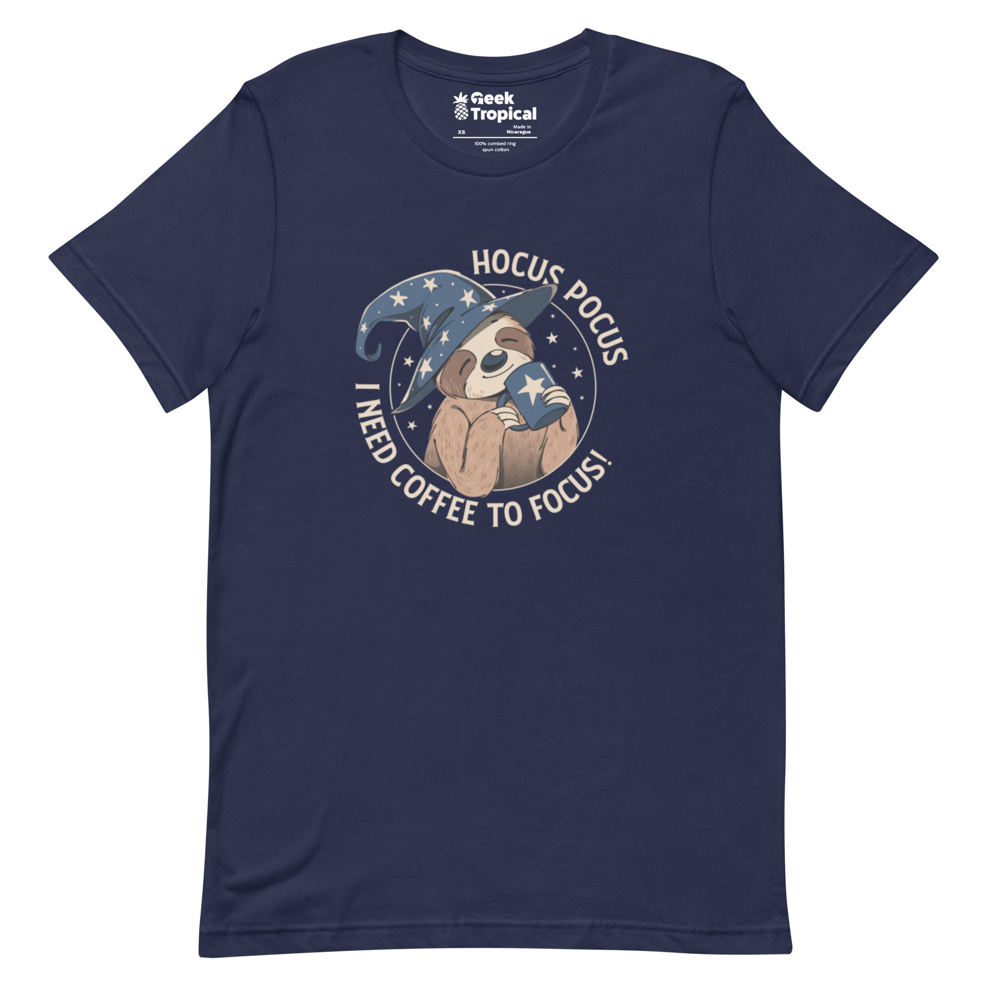 Hocus Pocus Coffee Focus Sloth T-Shirt Geek Nerd