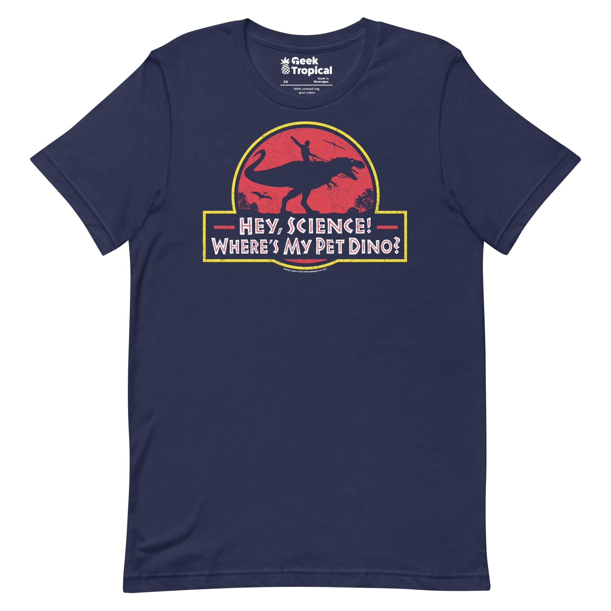 Hey Science t-shirt Geek Nerd Advertise to Meta dinosaur print FLOW DESC WRITING