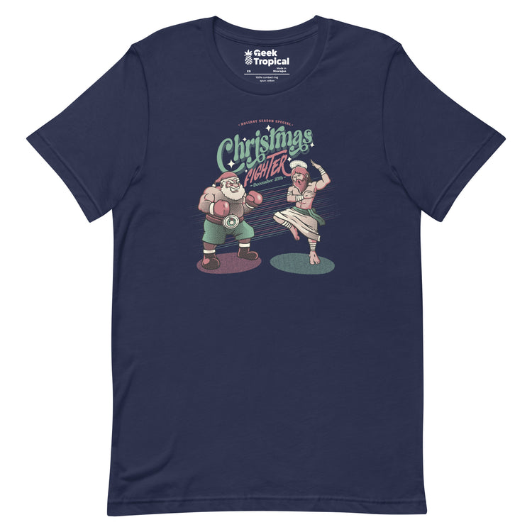 Holidays Fighting Jesus X Santa Claus T-Shirt Geek Nerd Advertise to Meta Christmas Print Design by Tobe Fonseca