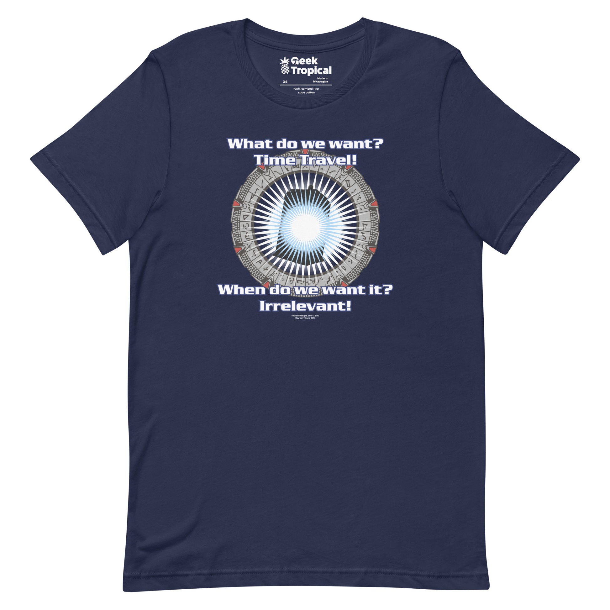 Time Travel T-shirt Geek Nerd Advertise to Meta FLOW DESC WRITING Off World Designs