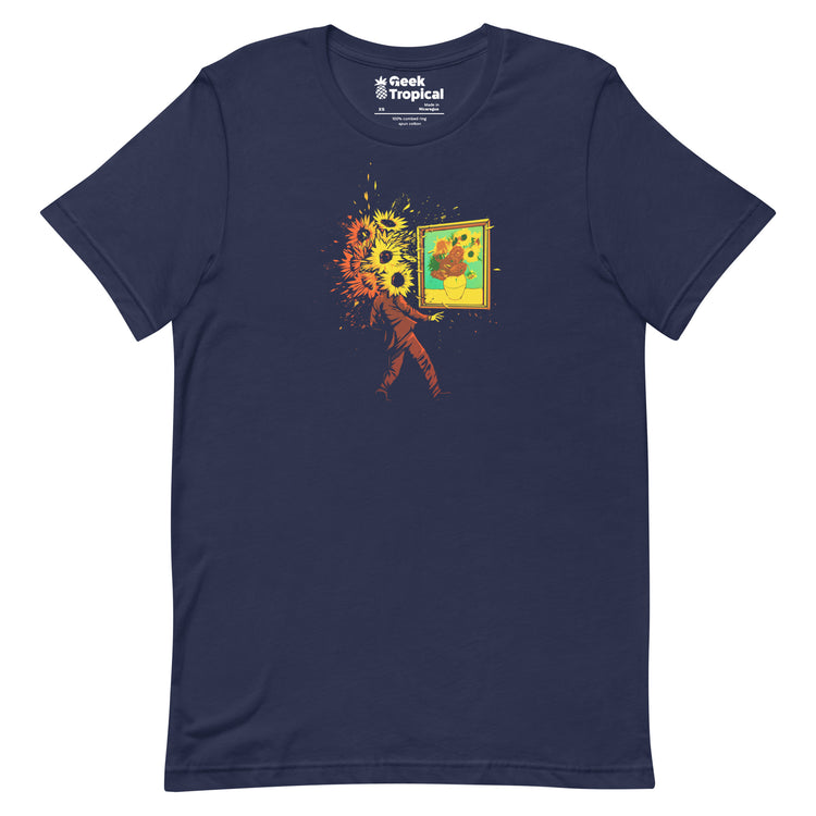 Van Gogh's Sunflowers T-Shirt Geek Nerd Advertise to Meta Botany Print Design by Tobe Fonseca