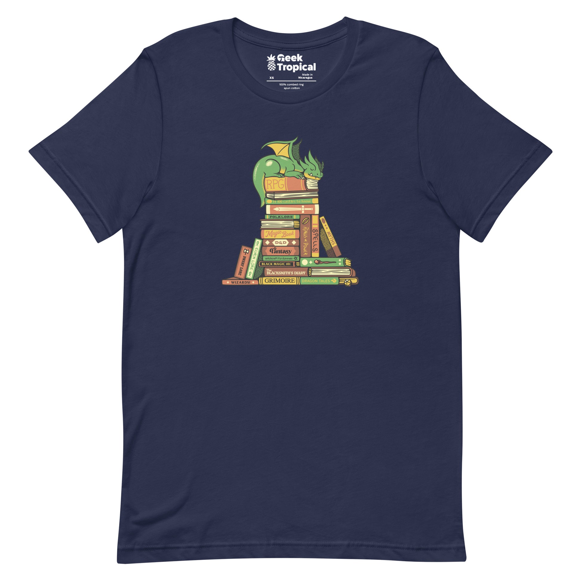 Treasure Hoarder Dragon Dark T-Shirt Geek Nerd Advertise to Meta Book Prints Design by Tobe Fonseca