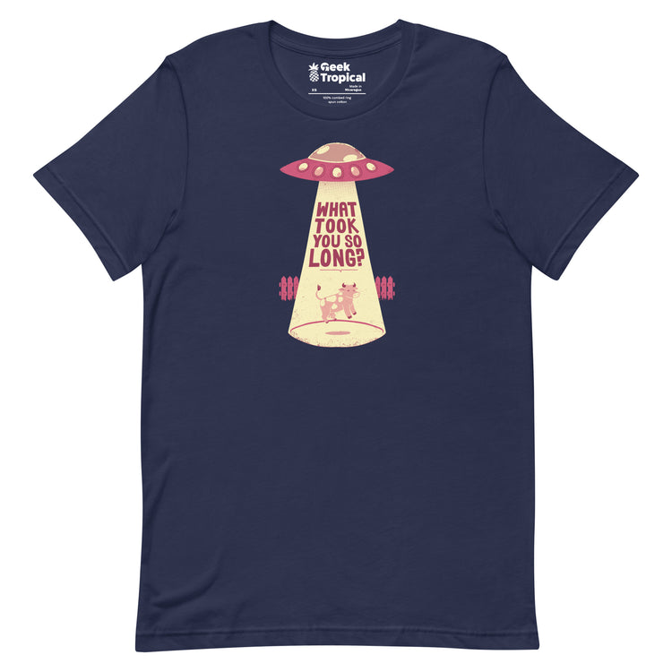 Why Did You Took So Long Alien Funny Viva Magenta T-Shirt Geek Nerd Advertise to Meta Design by Tobe Fonseca FLOW DESC WRITING