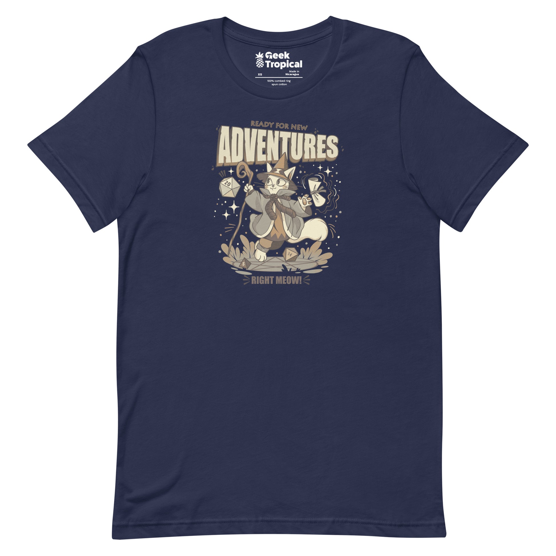 Wizard Cat Ready For New Adventures Light T-Shirt Geek Nerd Advertise to Meta Animal Patterns Design by Tobe Fonseca