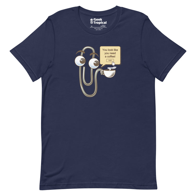 You Look Like You Need a Coffee T-Shirt Geek Nerd Advertise to Meta computer print Design by Tobe Fonseca