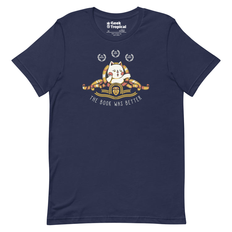 The Book Was Better Cat T-Shirt Geek Nerd Advertise to Meta Animal Patterns Book Prints