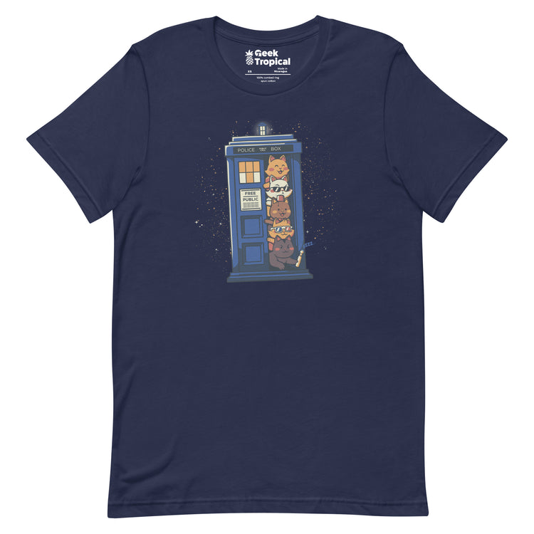 Tardis Cats T-Shirt Geek Nerd Advertise to Meta Animal Patterns Design by Tobe Fonseca