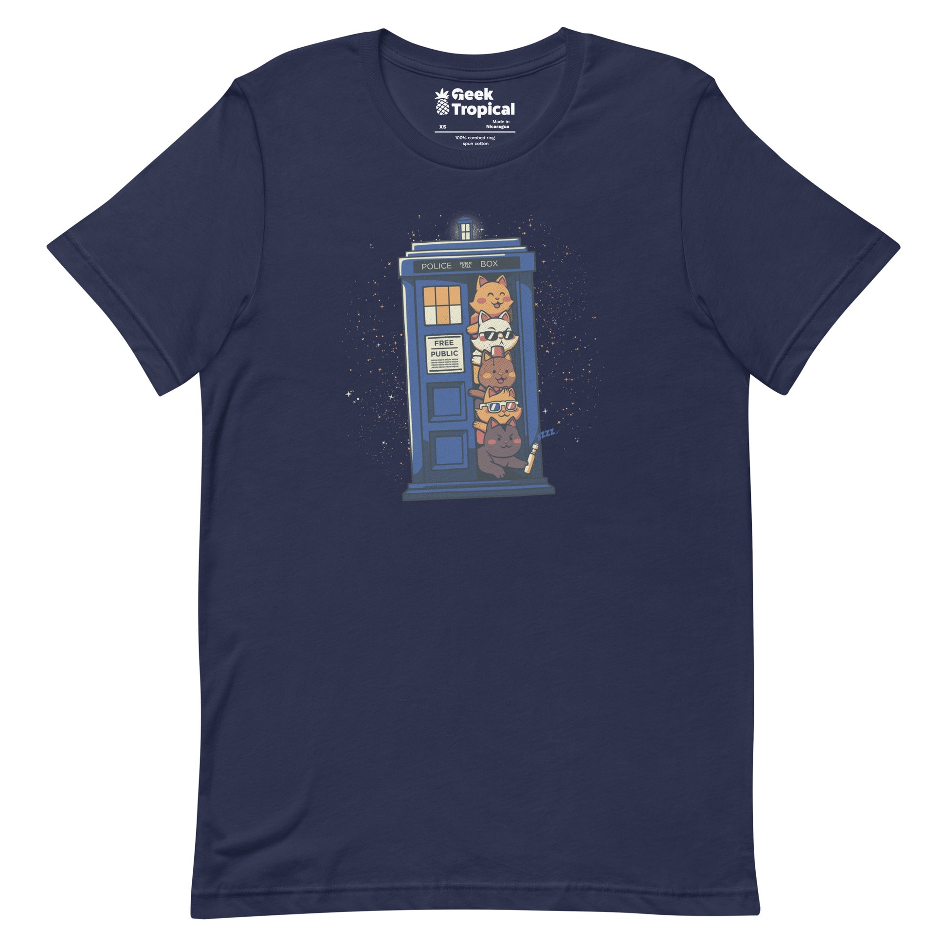 Tardis Cats T-Shirt Geek Nerd Advertise to Meta Animal Patterns Design by Tobe Fonseca
