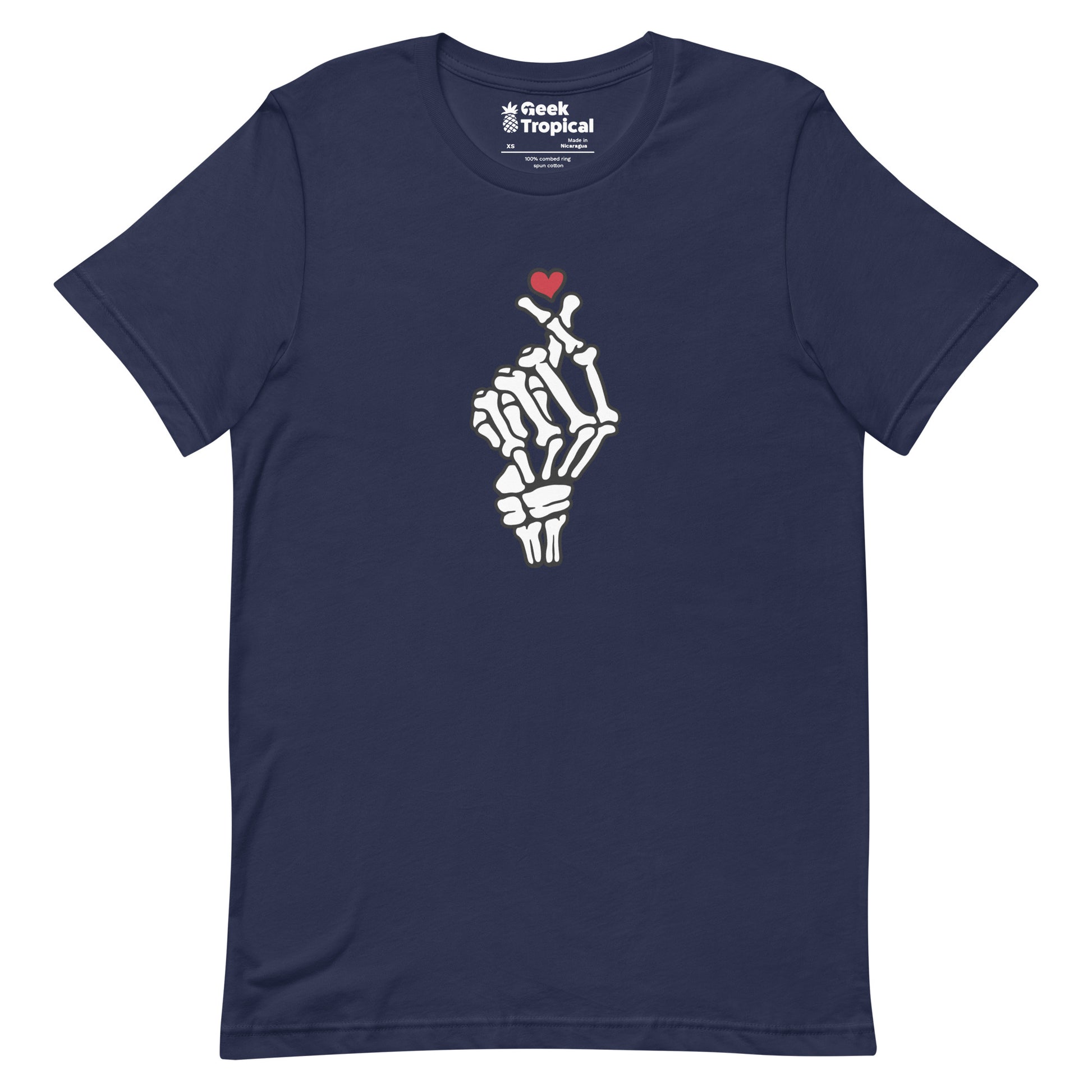 Skeleton Heart Hand T-Shirt Geek Nerd Advertise to Meta Design by Tobe Fonseca FLOW DESC WRITING