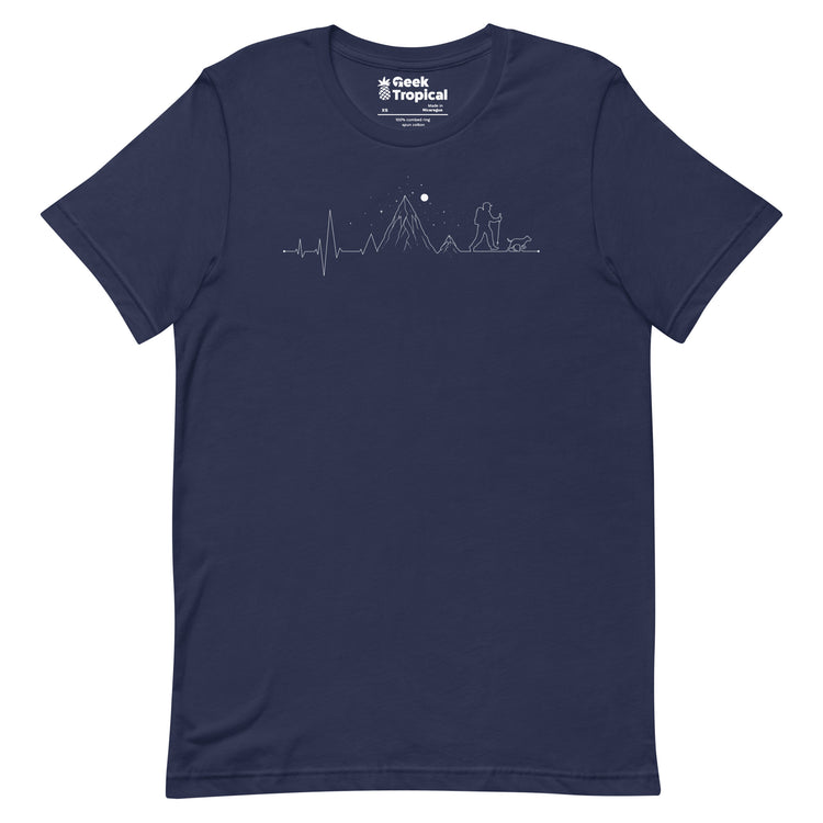 Hiking Heartbeat Mountain Lifestyle T-Shirt Geek Nerd Advertise to Meta Design by Tobe Fonseca FLOW DESC WRITING
