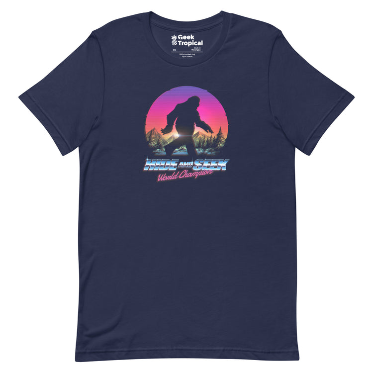 Hide And Seek World Champion Shirt Bigfoot is Real T-Shirt Geek Nerd Advertise to Meta Botany Print Design by Tobe Fonseca