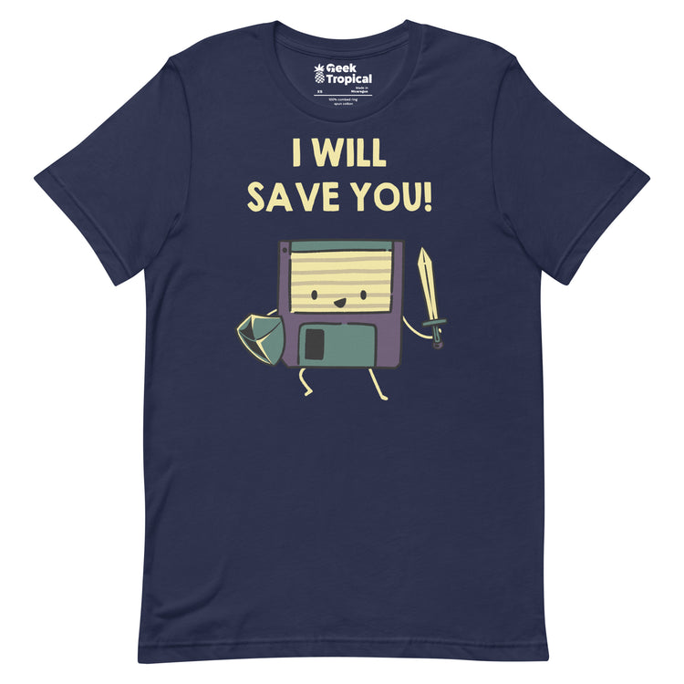 Floppy Disk Knight I Will Save You! T-Shirt Geek Nerd Advertise to Meta computer print Design by Tobe Fonseca