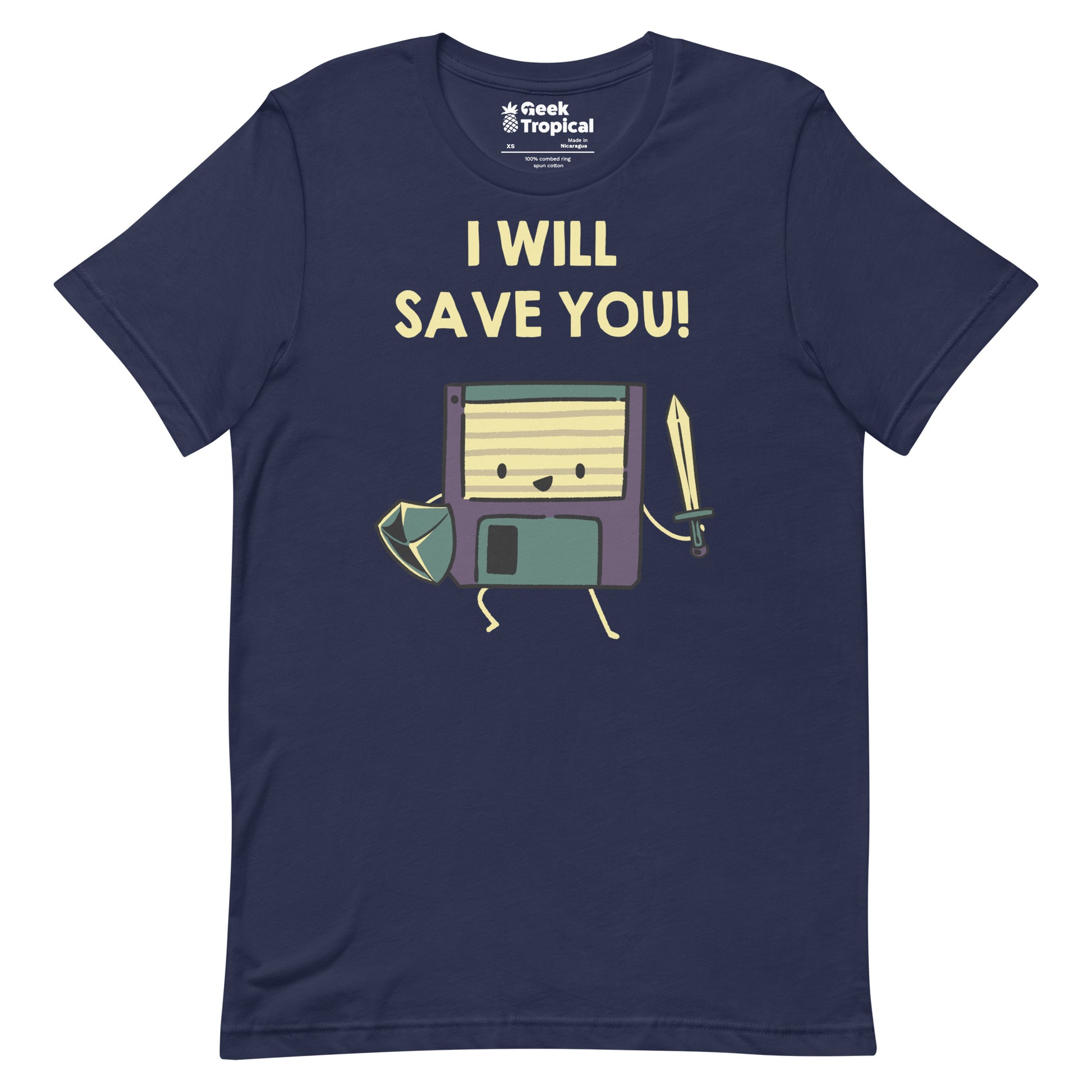 Floppy Disk Knight I Will Save You! T-Shirt Geek Nerd Advertise to Meta computer print Design by Tobe Fonseca