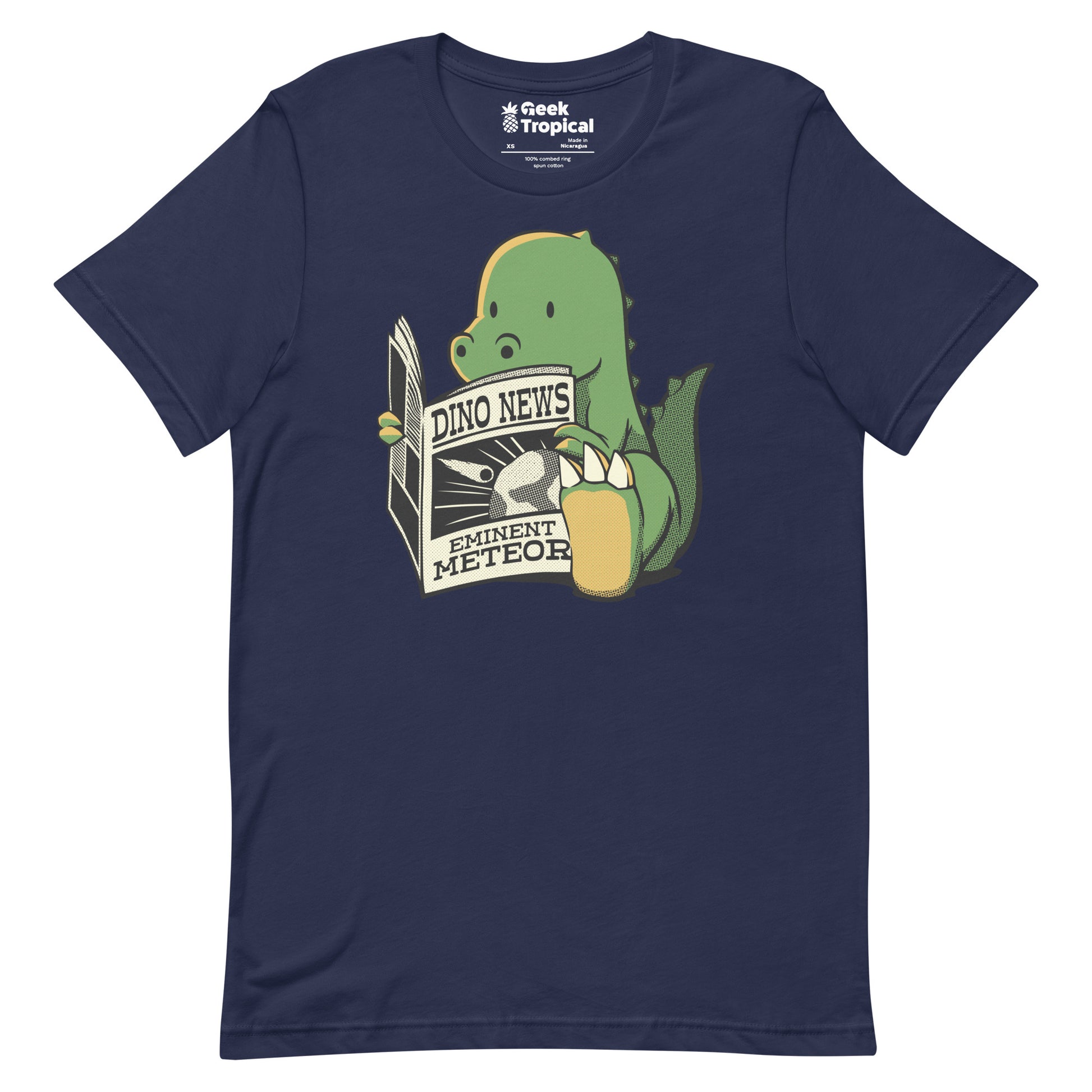Dinosaur Meteor Jurassic News T-Shirt Geek Nerd Advertise to Meta Book Prints Design by Tobe Fonseca