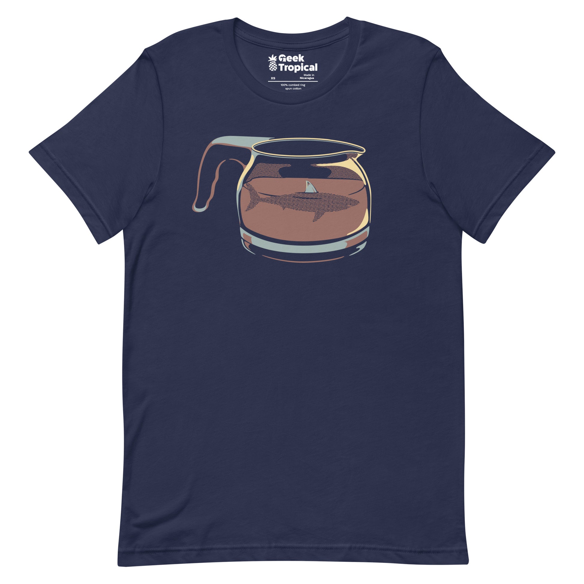 Coffee Jar Shark - Dangerous and Caffeinated T-Shirt Geek Nerd Advertise to Meta Animal Patterns Design by Tobe Fonseca
