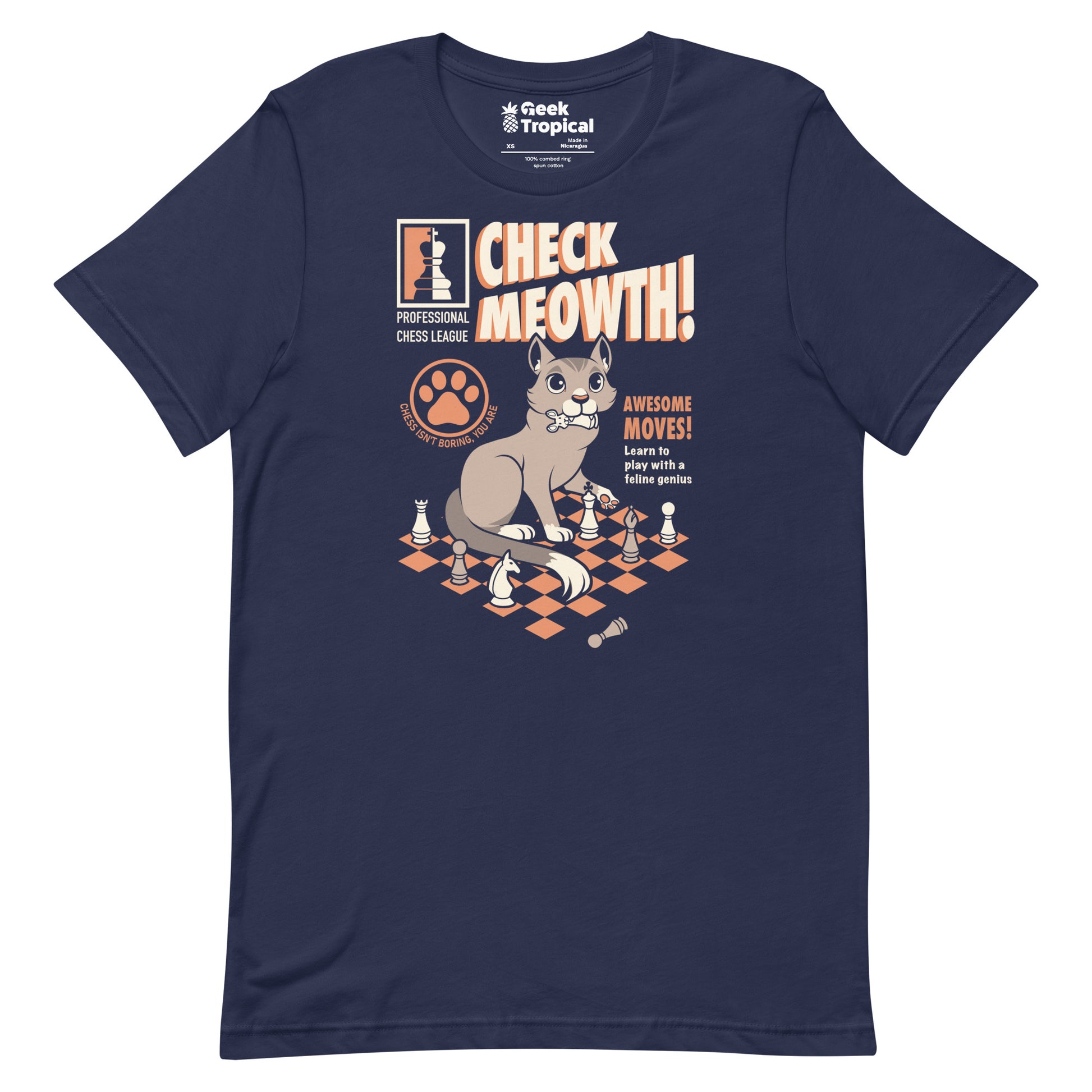 Check Cat Chess T-Shirt Geek Nerd Advertise to Meta Animal Patterns board game print