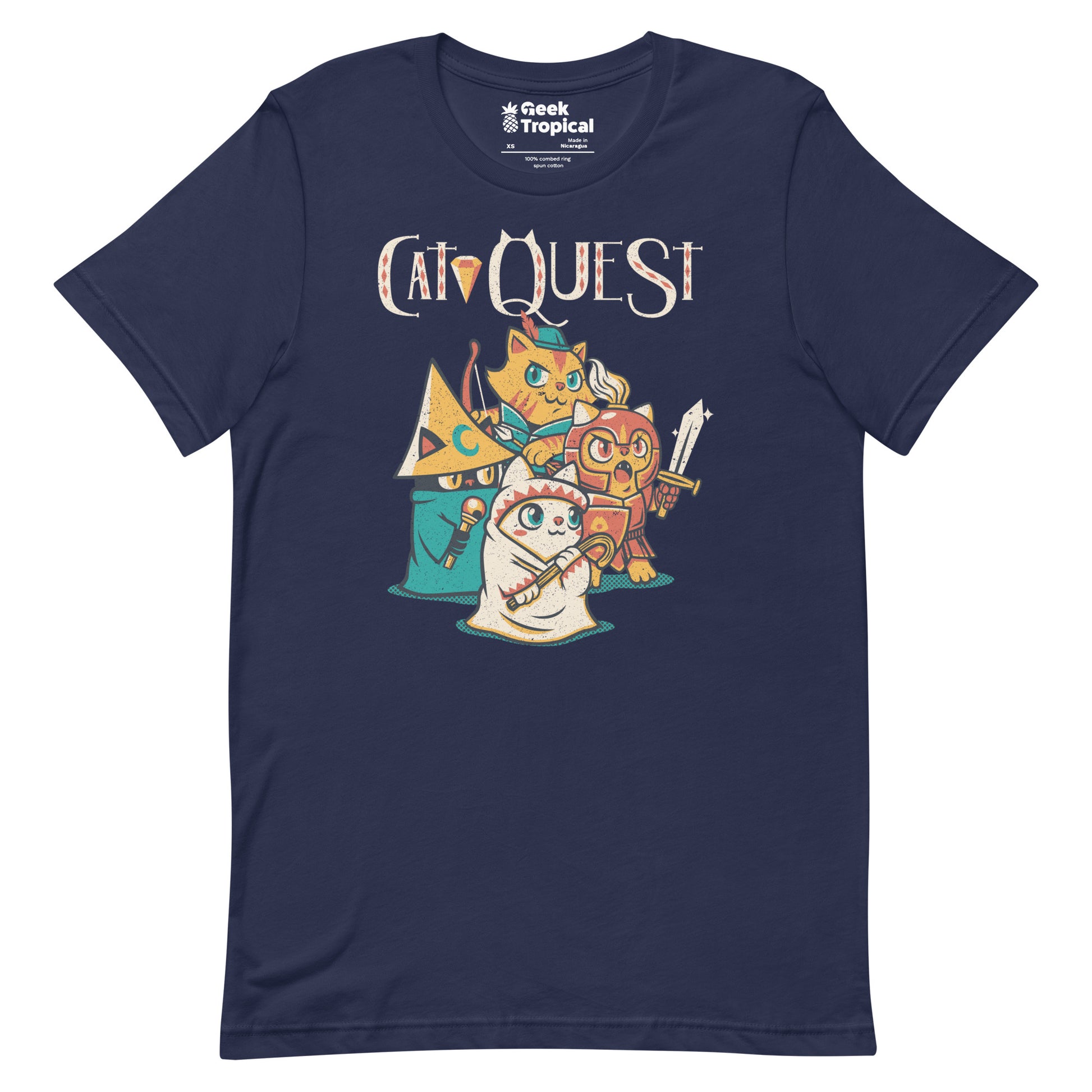 Cat Quest RPG Cats Video Game T-Shirt Geek Nerd Advertise to Meta Animal Patterns Design by Tobe Fonseca