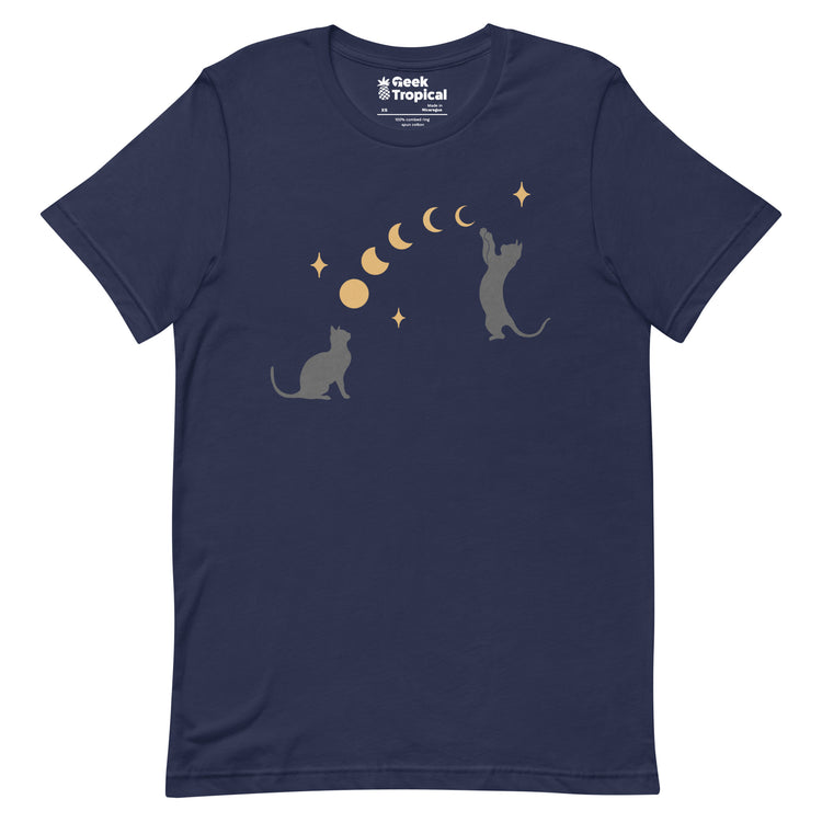 Cat And Moon T-Shirt Geek Nerd Advertise to Meta Animal Patterns Design by Episodic Drawing