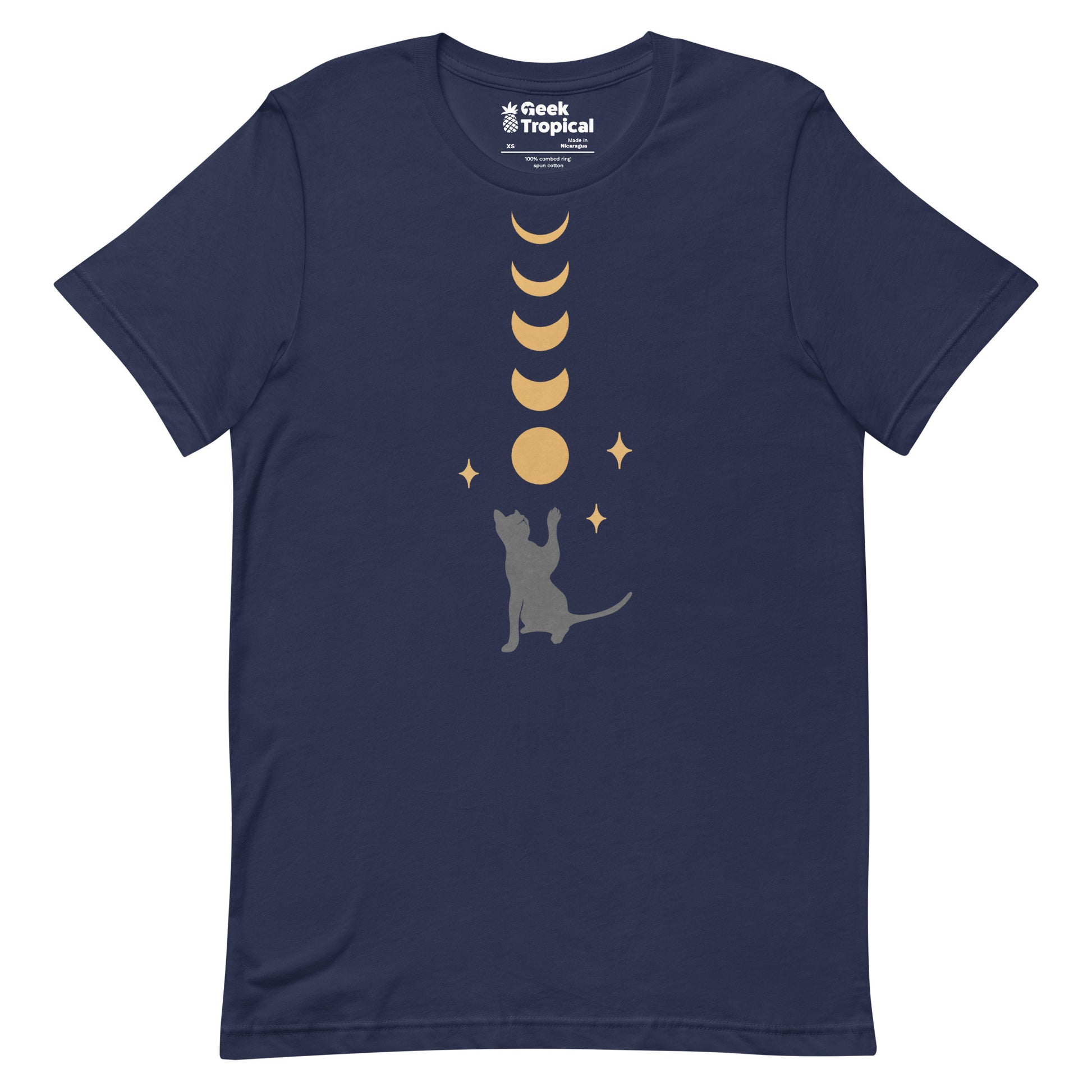 Cat And Moon 2 T-Shirt Geek Nerd Advertise to Meta Animal Patterns Design by Episodic Drawing