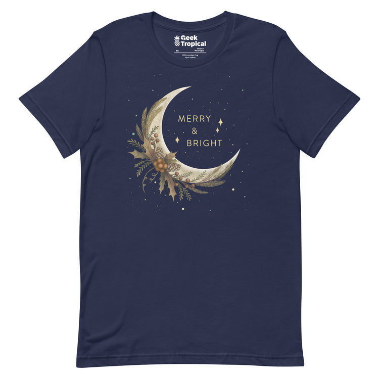 Merry And Bright T-Shirt Geek Nerd Advertise to Meta Christmas Print Design by Episodic Drawing