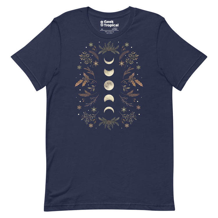 Moonlight Garden Winter Brown T-Shirt Geek Nerd Advertise to Meta Botany Print Design by Episodic Drawing