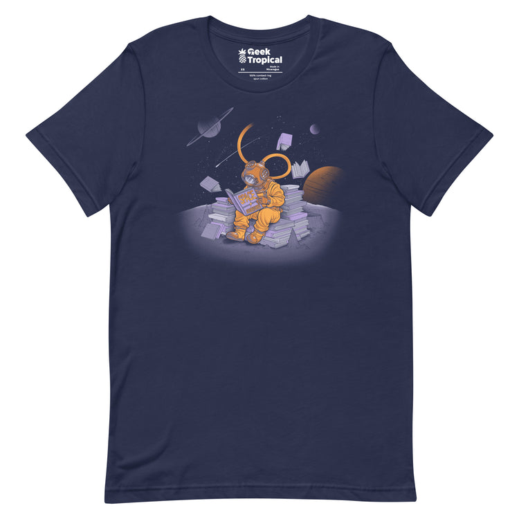 A Reader Lives A Thousand Lives - Diving Dress Space Adventures T-Shirt Geek Nerd Advertise to Meta Book Prints Design by Tobe Fonseca