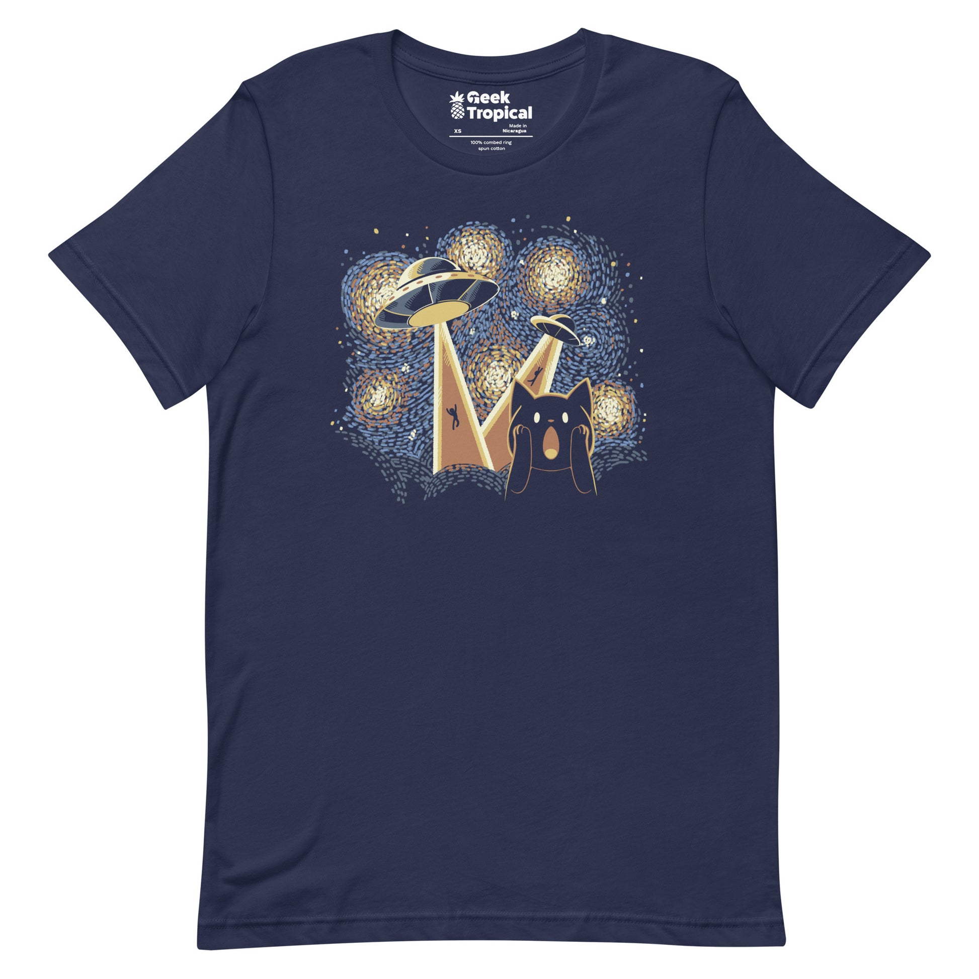 Alien Invasion Cat Scream T-Shirt Geek Nerd Advertise to Meta Animal Patterns Design by Tobe Fonseca