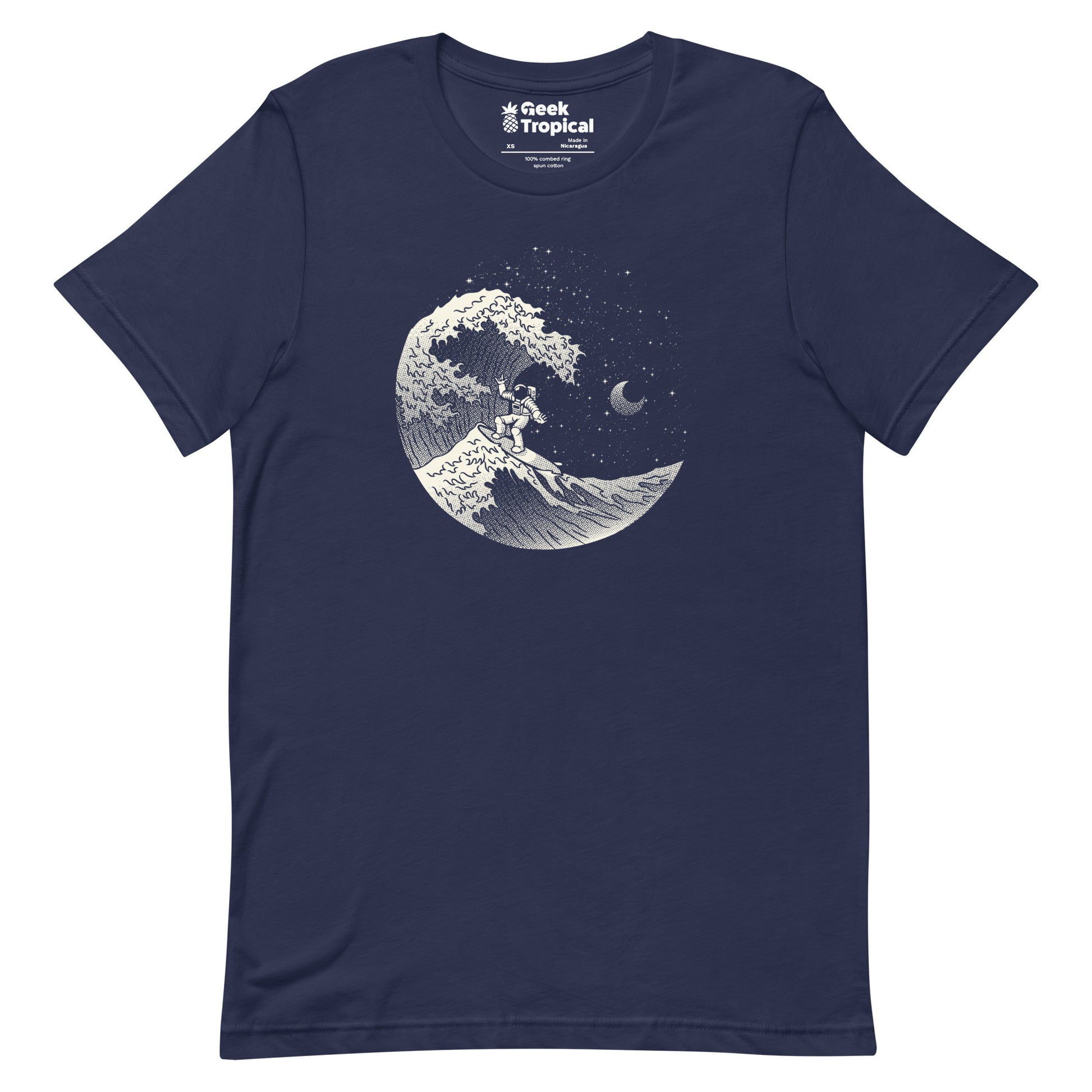Astronaut Surfing Kanagawa Wave T-Shirt Geek Nerd Advertise to Meta Design by Tobe Fonseca Fantasy Prints