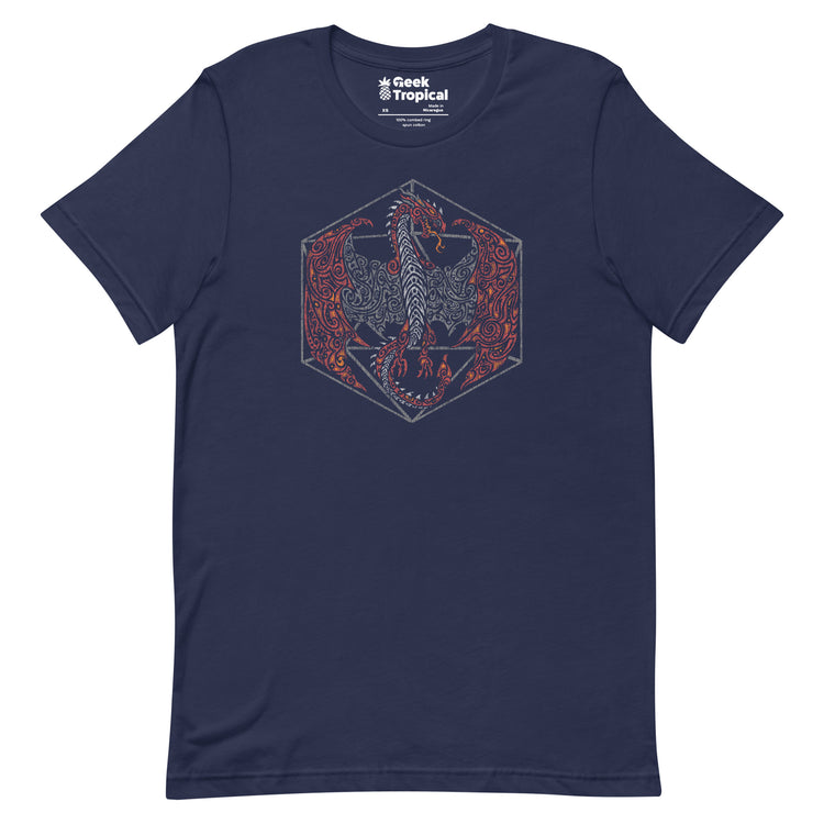 Tribal Dragon D20 T-Shirt Geek Nerd Advertise to Meta dnd & rpg print Fantasy Prints