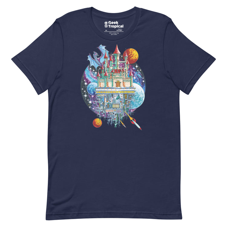 Castle Space City T-Shirt Geek Nerd Advertise to Meta Fantasy Prints FLOW DESC WRITING
