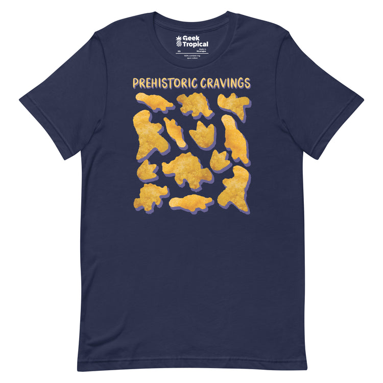 Prehistoric Cravings Dinosaur Chicken Nuggets T-Shirt Geek Nerd Advertise to Meta Design by Random Galaxy dinosaur print