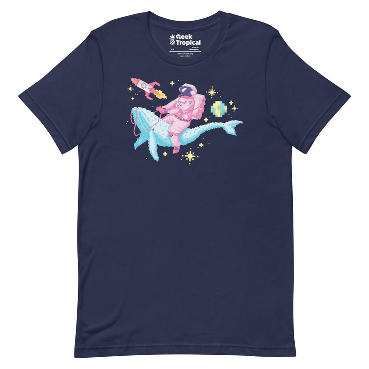 Astronaut Riding Space Whale T-Shirt Geek Nerd Advertise to Meta Elle Fantasy Prints