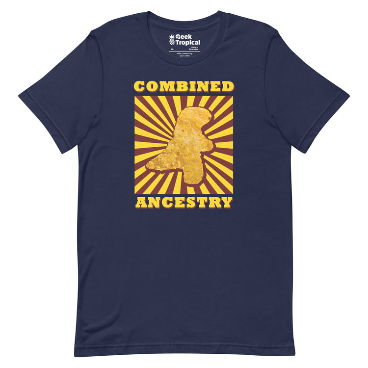 Combined Ancestry Dinosaur Nuggets T-Shirt Geek Nerd Advertise to Meta Animal Patterns Design by Random Galaxy