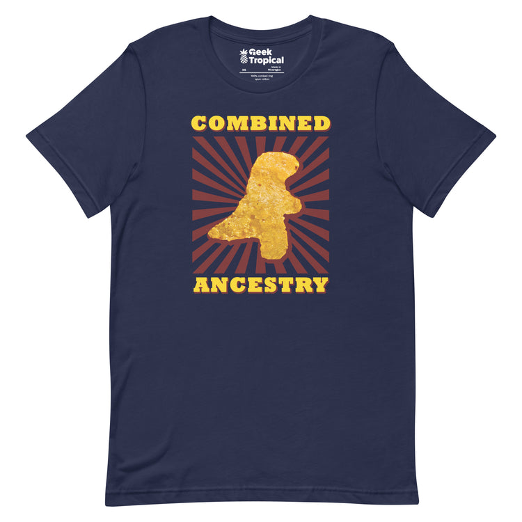 Combined Ancestry Dinosaur Chicken Nugget T-Shirt Geek Nerd Advertise to Meta Animal Patterns Design by Random Galaxy