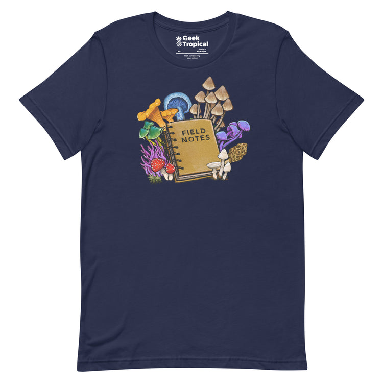 Mushroom Field Notes T-Shirt Geek Nerd Advertise to Meta Botany Print Elle
