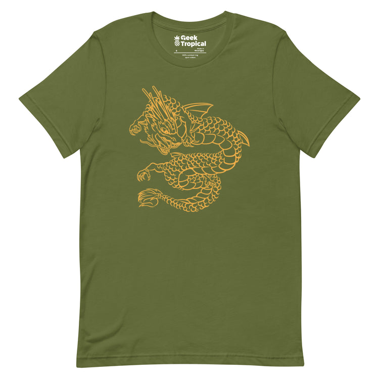 Chinese Golden Dragon T-Shirt Geek Nerd Design by Tobe Fonseca Fantasy Prints FLOW DESC WRITING