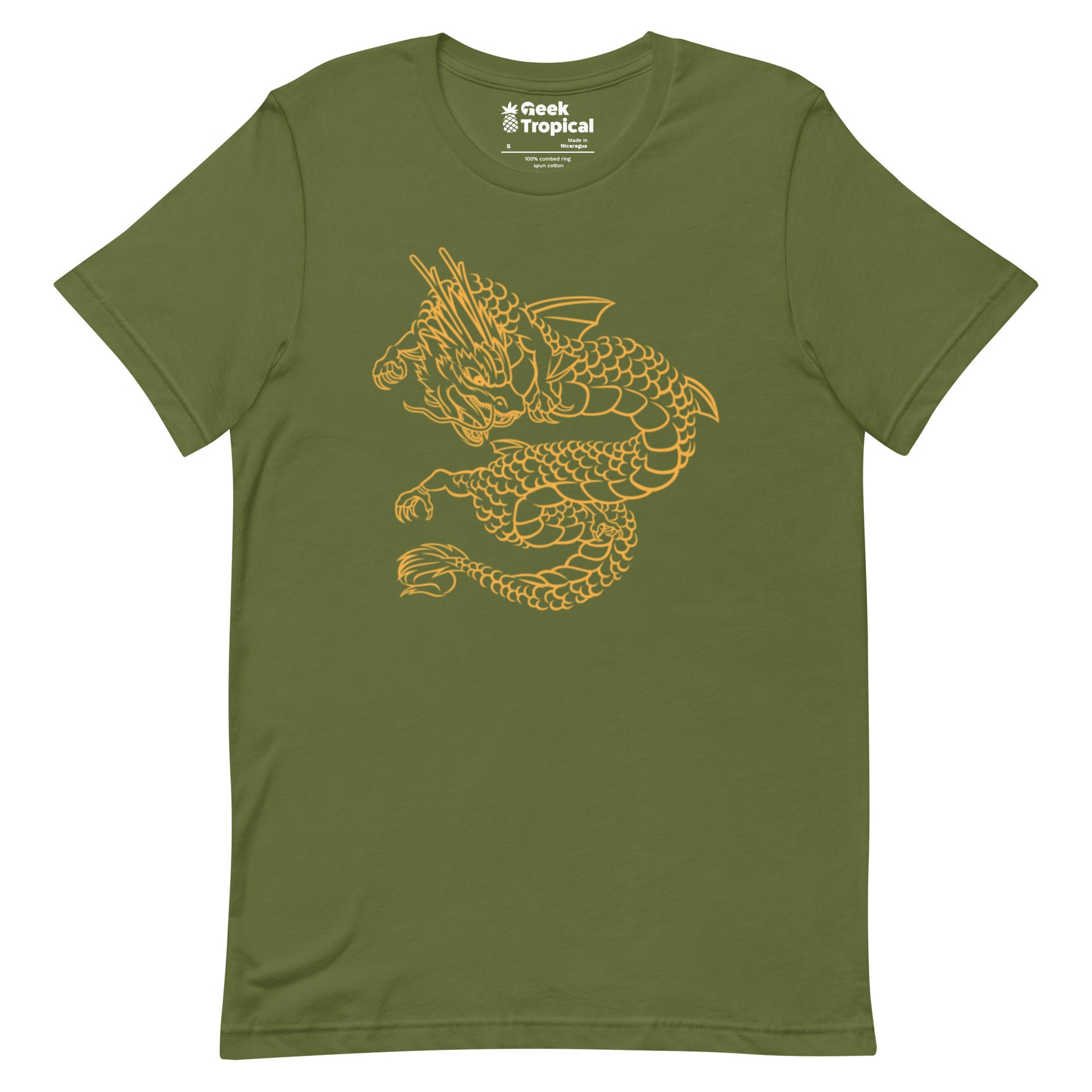 Chinese Golden Dragon T-Shirt Geek Nerd Design by Tobe Fonseca Fantasy Prints FLOW DESC WRITING