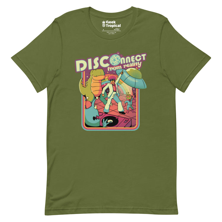 Disco - nnected From Reality T-Shirt Geek Nerd Design by Tobe Fonseca dinosaur print FLOW DESC WRITING