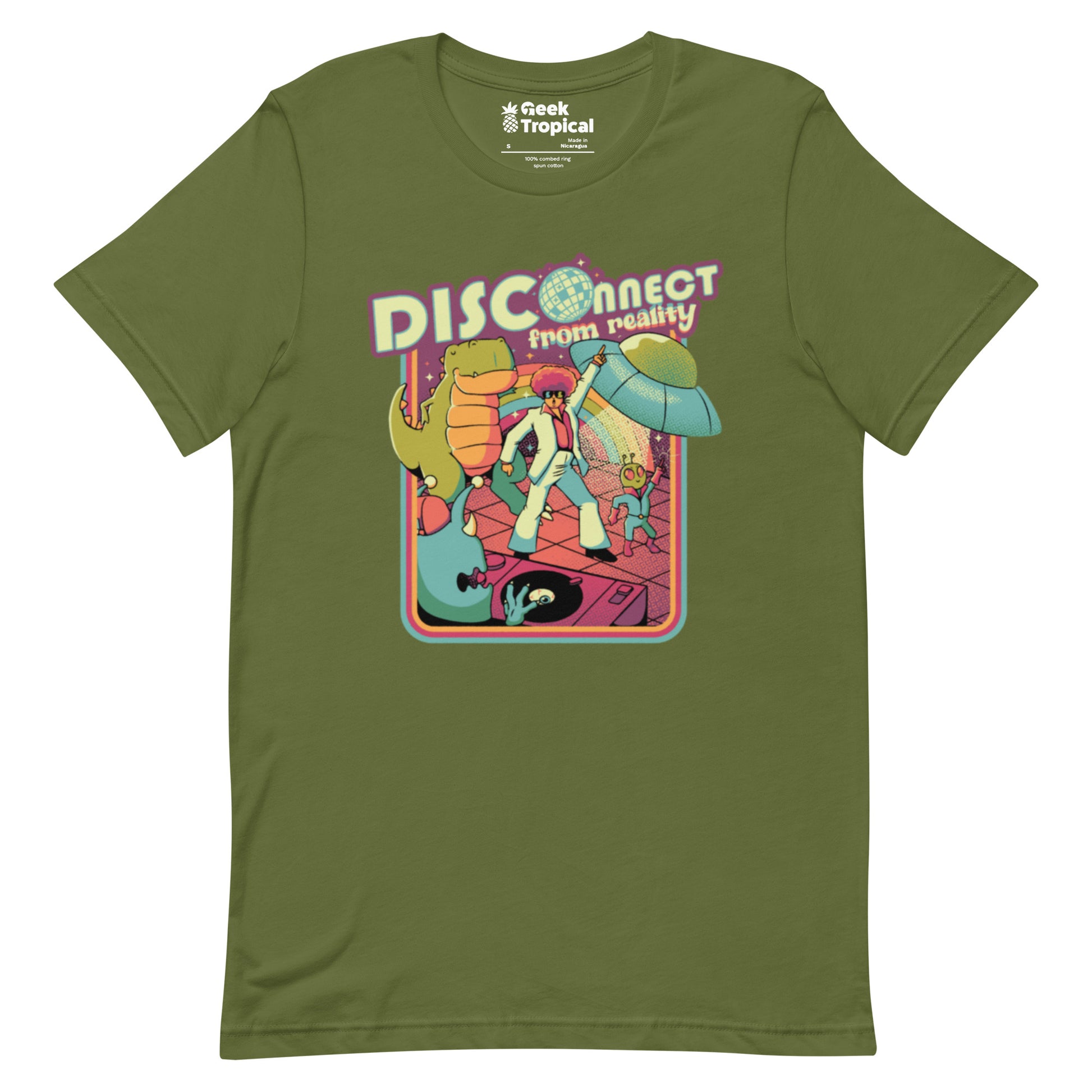 Disco - nnected From Reality T-Shirt Geek Nerd Design by Tobe Fonseca dinosaur print FLOW DESC WRITING